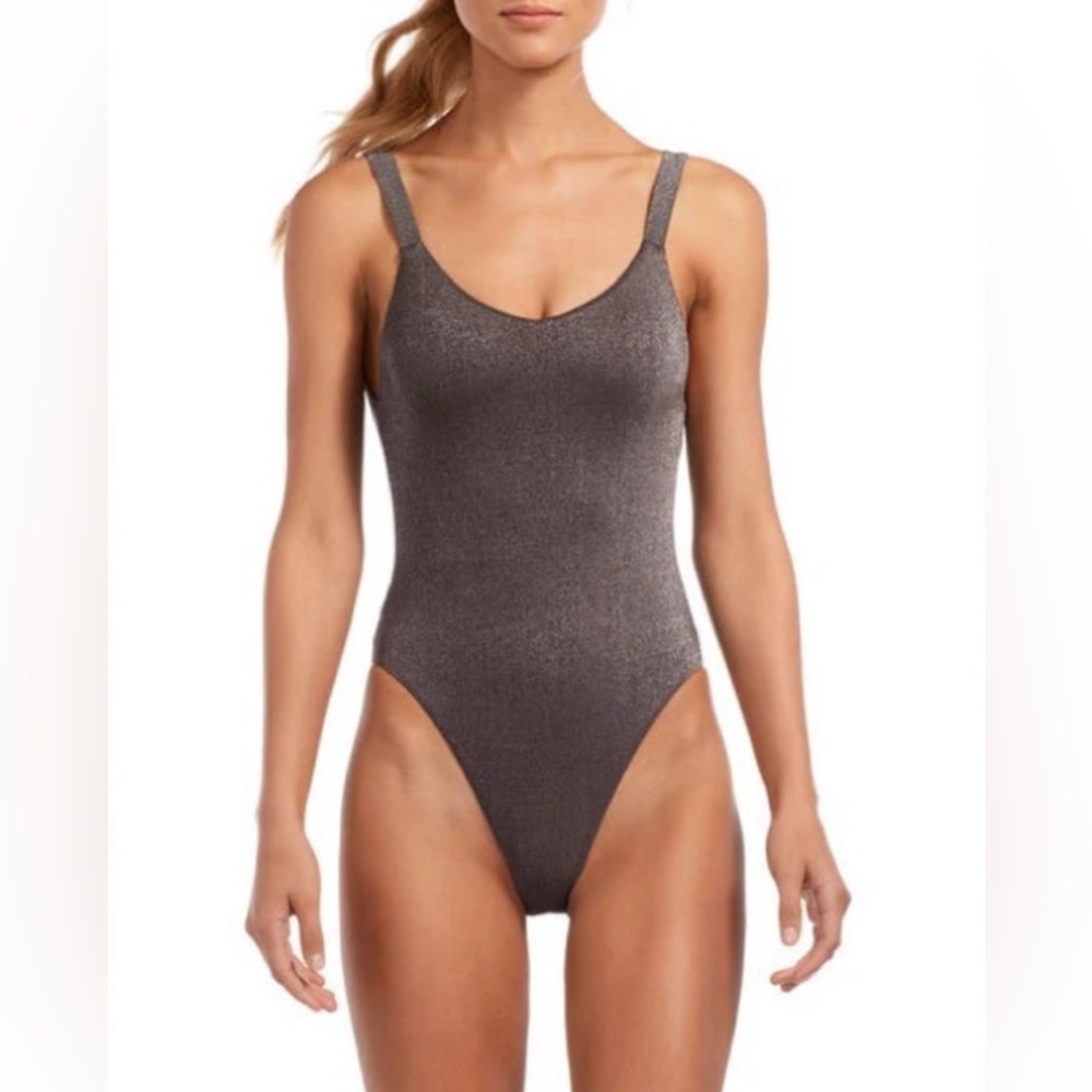 NWT! Vitamin A Swimwear 'Leah' One Piece in Graphite Metallic - Size M/8